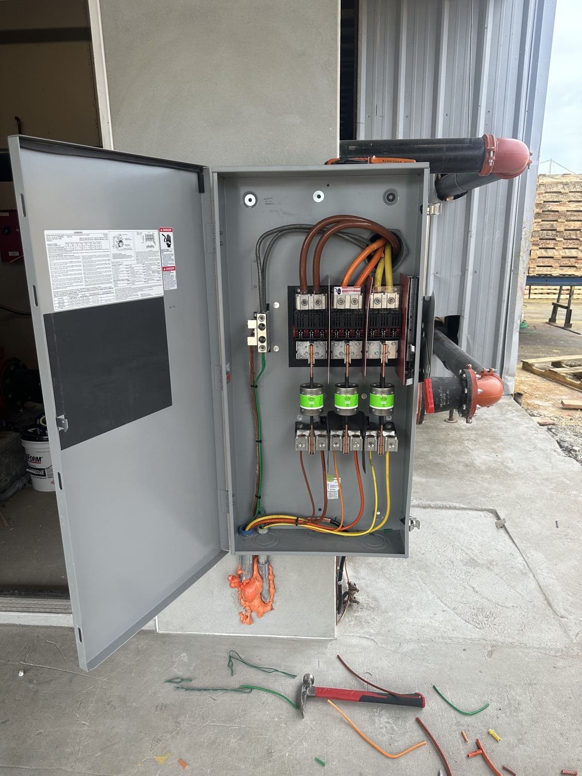 Fused disconnect wired on a commercial building