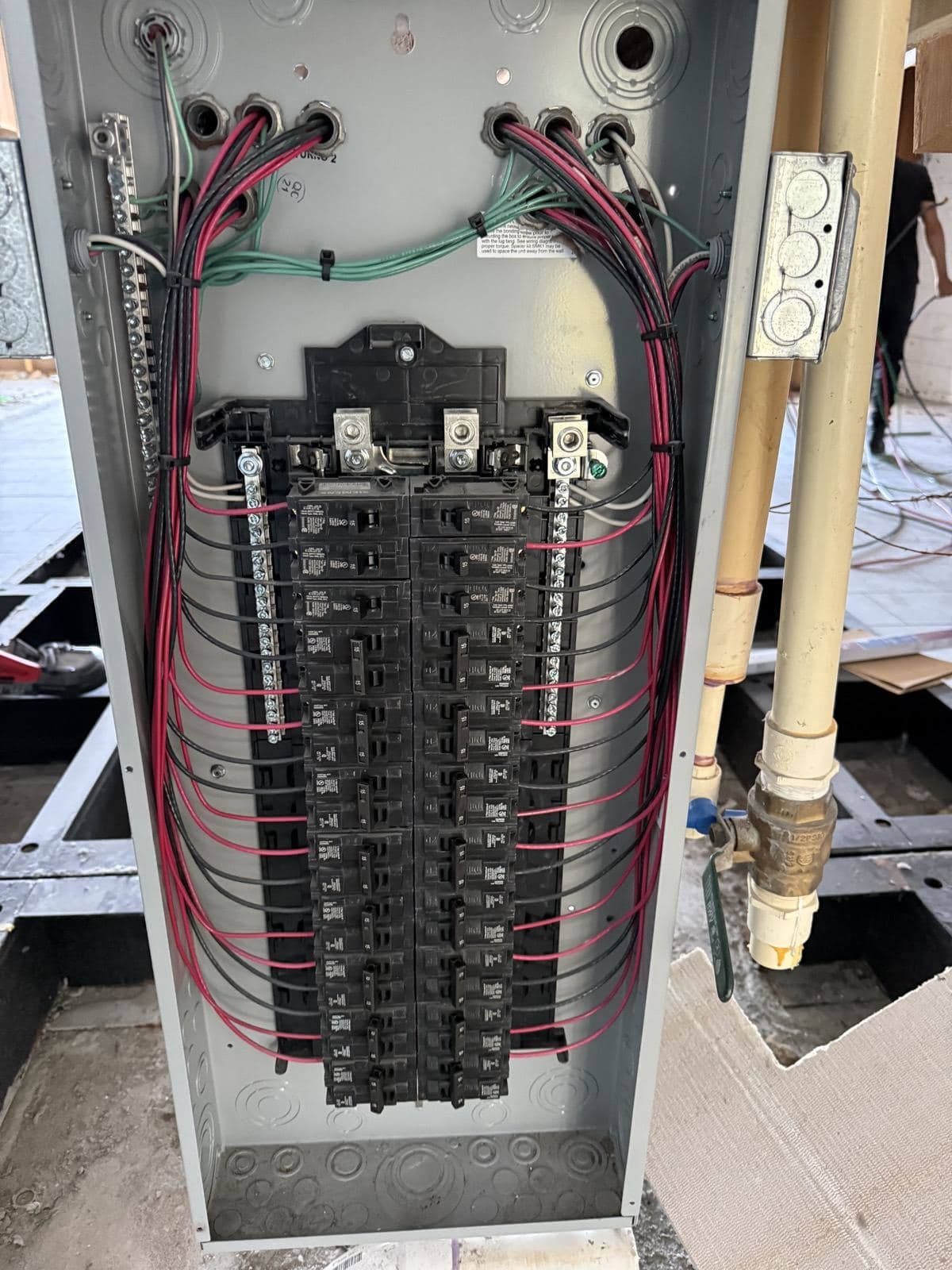 Neatly wired main breaker panel